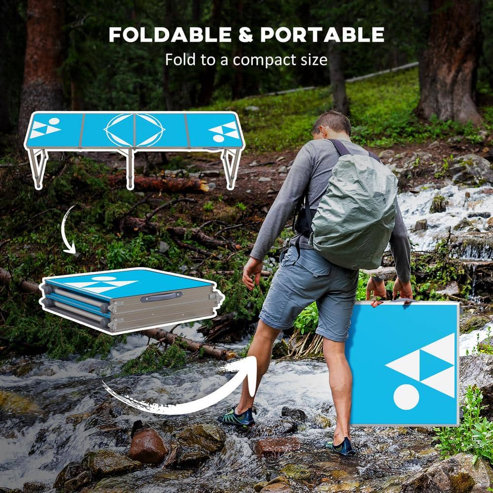 8 ft Blue Aluminum Folding Outdoor Picnic Table