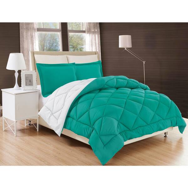 Elegant Comfort 2 Piece Turquoise White, Turquoise Twin Bedding