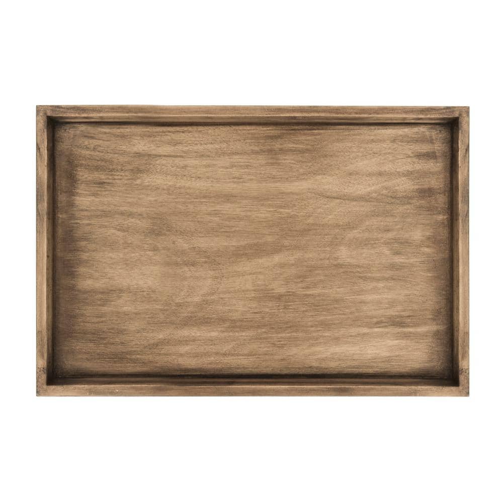 Desert Brown Pine Wood Rectangular Accent Table