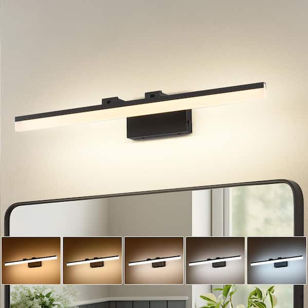 JUSHENG 31.5 in. 1-Light Black Dimmable LED Vanity Light Bar with 5-CCT Adjustable Switch for Bathroom
