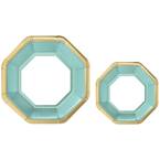 10.25 in. and 7.5 in. Octagonal Robin's Egg Blue Premium Plates Multipack (40-Piece)