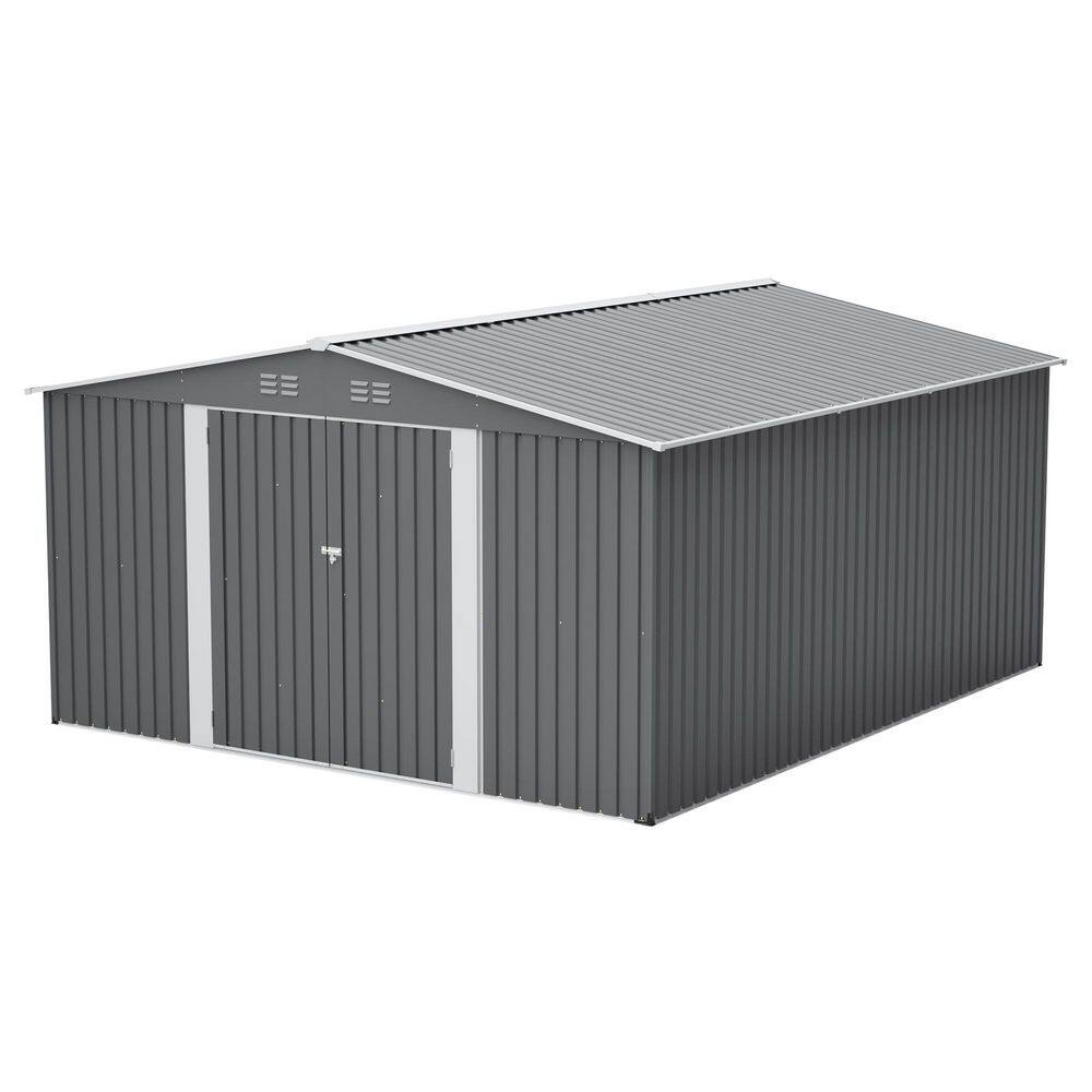 11 ft. W x 13 ft. D Metal Storage Shed, Backyard OutdoorGarden Storage Shed, Gray price history on PriceWatchPro