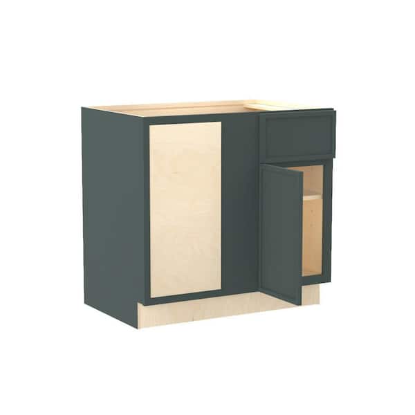 Franklin 36 in. W x 24 in. D x 34.5 in. H Assembled Plywood Base Blind Corner Kitchen Cabinet in Verdant Green SoftClose