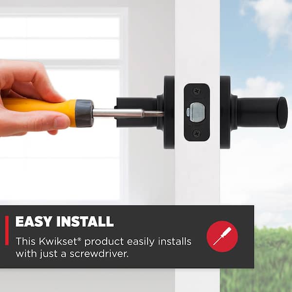 Kwikset Breton Square Matte Black Keyed Entry Door Handle