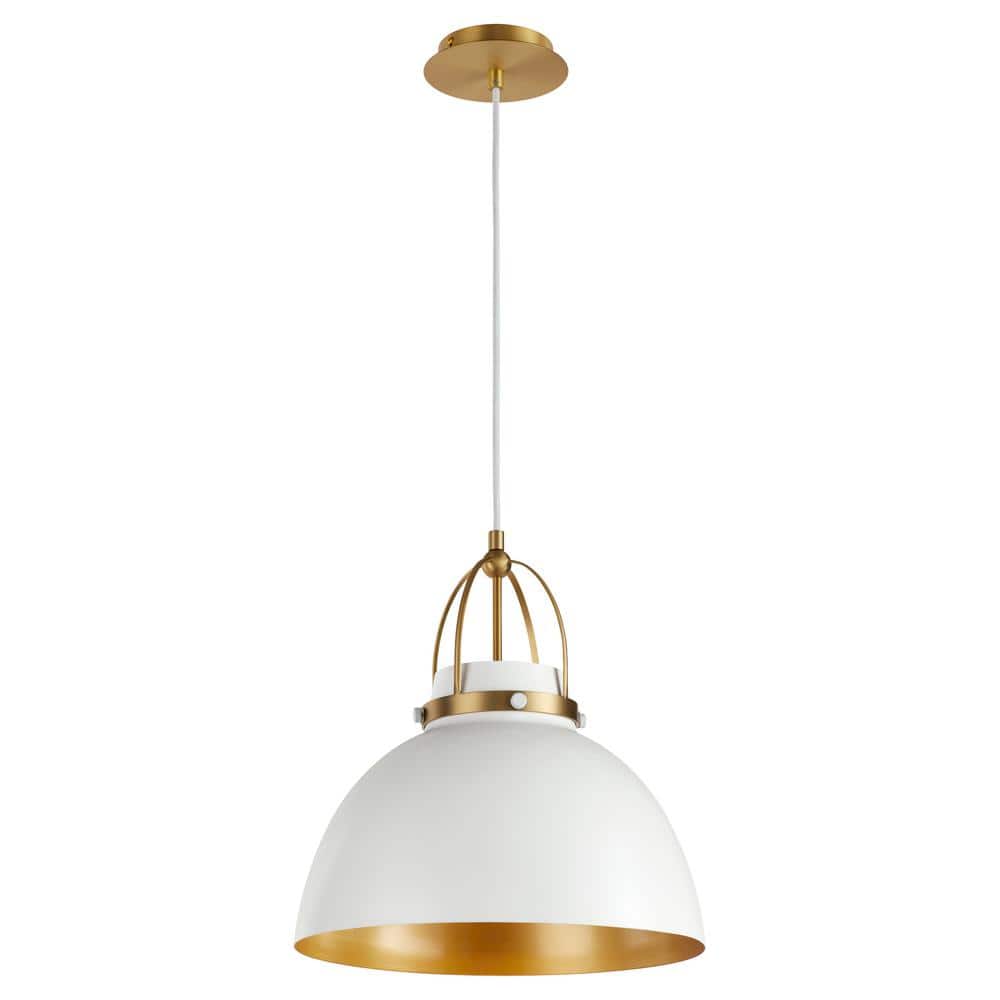 White and brass dome pendant light sales