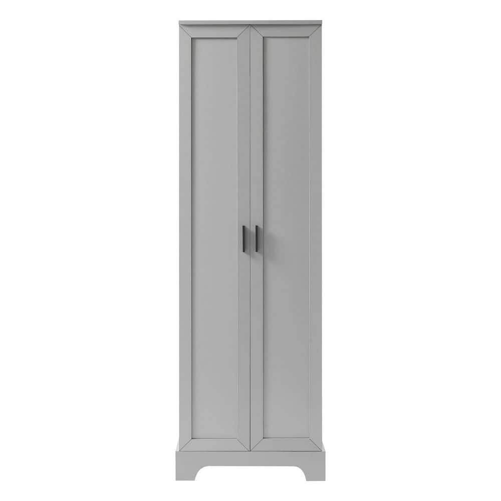 23.3 in. W x 16.9 in. D x 71.2 in. H Ready to Assemble Storage Bath Cabinet in Gray with 2 Doors and Adjustable Shelf