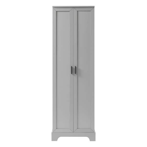 23.3 in. W x 16.9 in. D x 71.2 in. H Ready to Assemble Storage Cabinet in Gray with 2 Doors and Adjustable Shelf