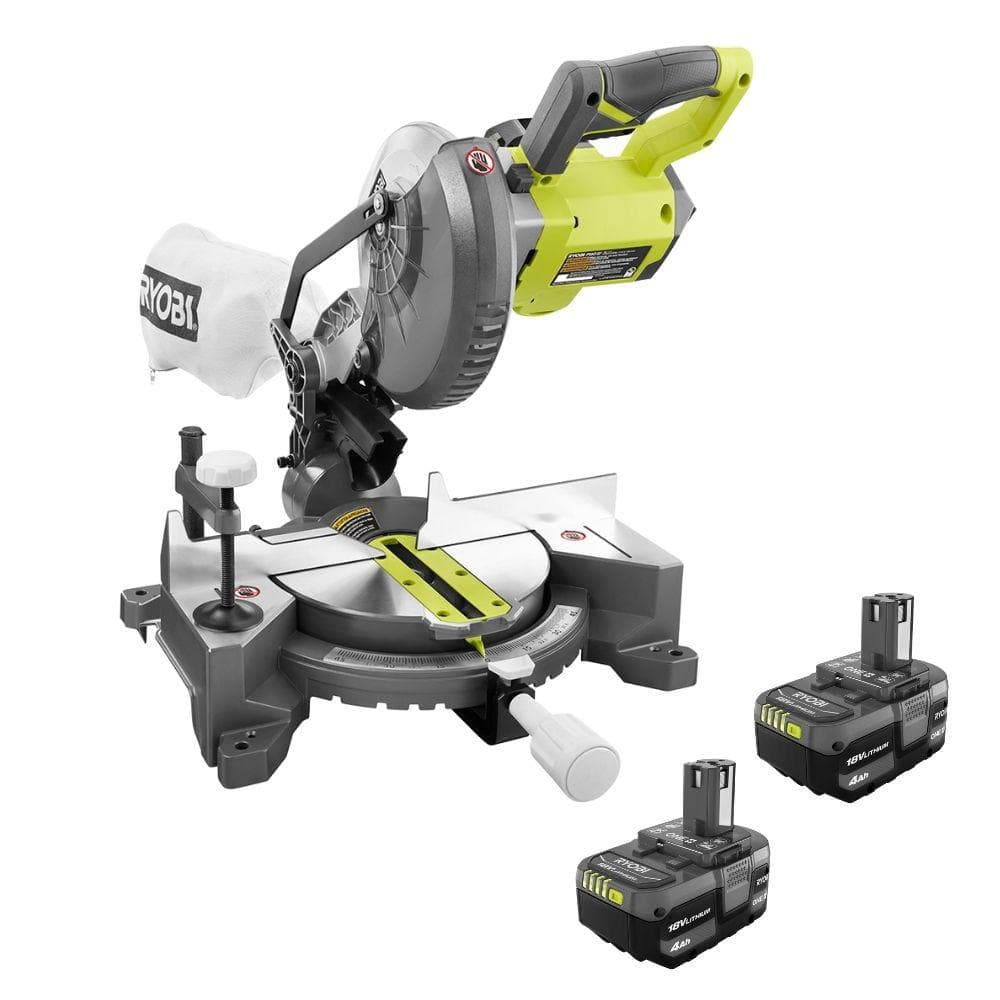 RYOBI ONE+ 18V Cordless 7-1/4 in. Compound Miter Saw with 4.0 Ah Battery (2-Pack)