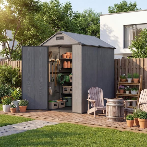 Patiowell 4 ft. W x 6 ft. D Plastic Outdoor Storage Resin Shed
