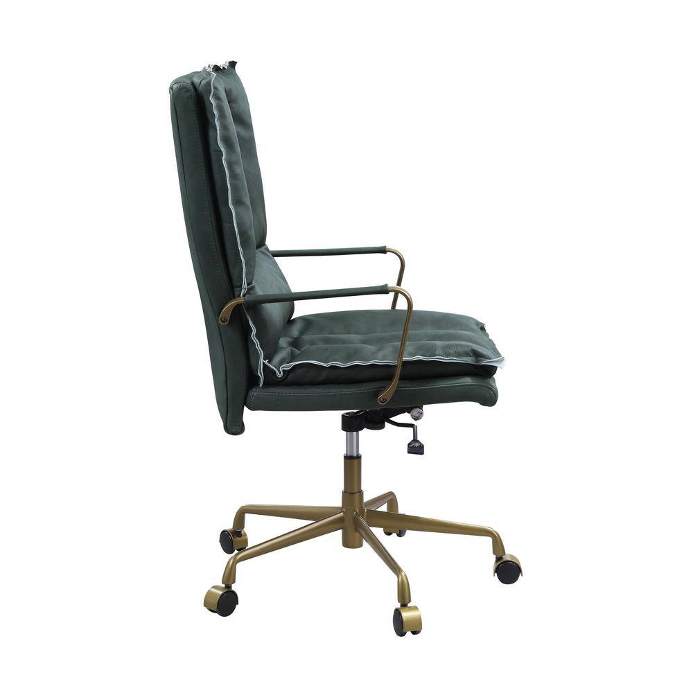 Luxurious Dark Green Top Grain Leather Executive Swivel Chair