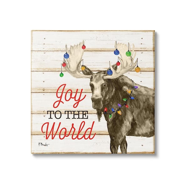 Stupell Industries Moose with Festive Lights byPaul Brent 1-Piece Unframed Graphic Print Animal Poster Art Print 24 in. x 24 in.