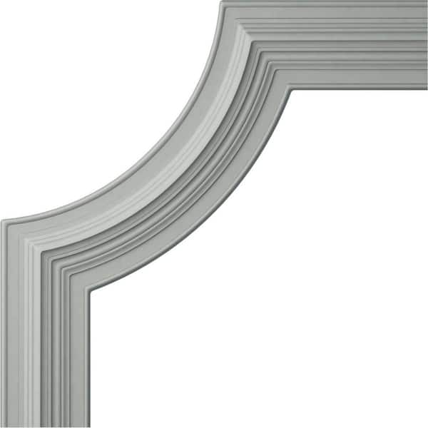 Ekena Millwork 3/4 in. x 14-3/8 in. x 14-3/8 in. Urethane Edinburgh Panel Moulding Corner (Matches Moulding PML03X01ED)