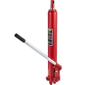 3-Tons 6600 lbs. Red Hydraulic Long Ram Jack Manual Cherry Picker with Single Piston Pump, Clevis Base and Handle