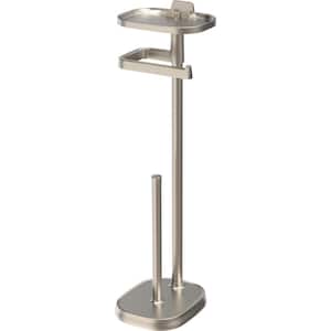 Freestanding Toilet Paper Holder with Shelf and Reserve in Flat Nickel