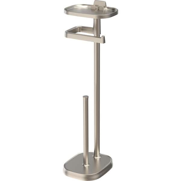 Delta Freestanding Toilet Paper Holder with Shelf and Reserve in Flat Nickel