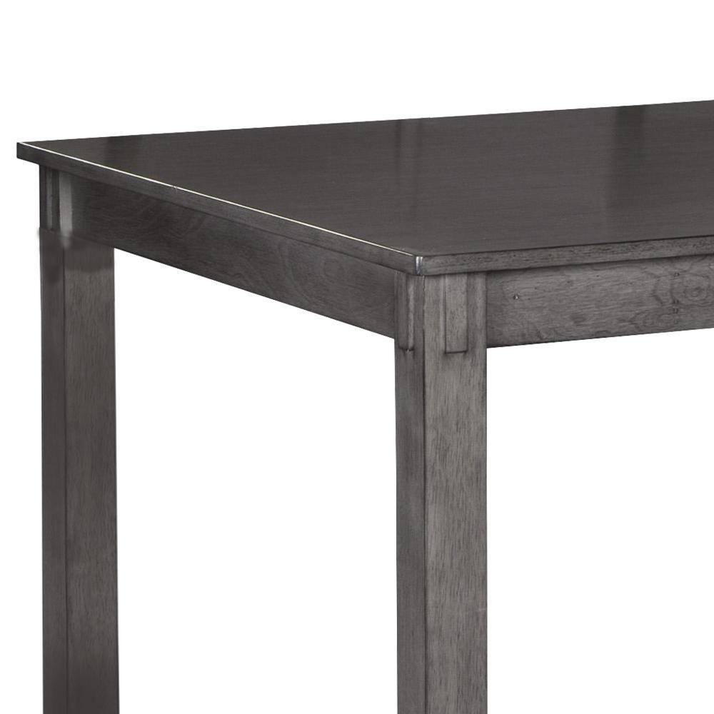 Gray Wooden Dining Table Set with Padded Chairs and Bench