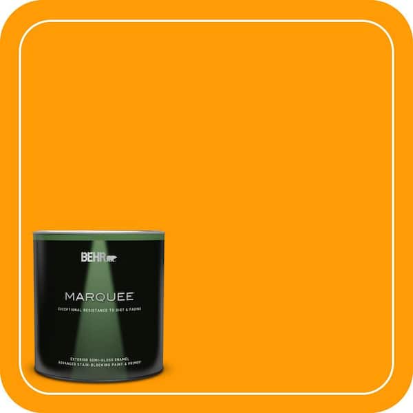 BEHR MARQUEE 1 qt. #S-G-320 Atomic Tangerine Semi-Gloss Enamel Exterior Paint & Primer