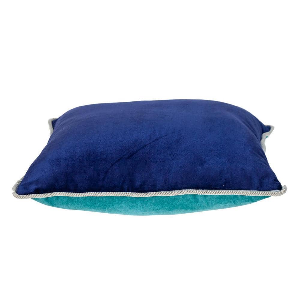 Maia Aqua Tufted Velvet 20" Square Throw Pillow