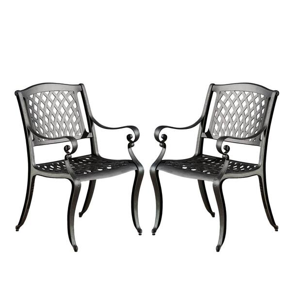 Unbranded Black Aluminium Outdoor Patio Bistro Chair (2-Pack)