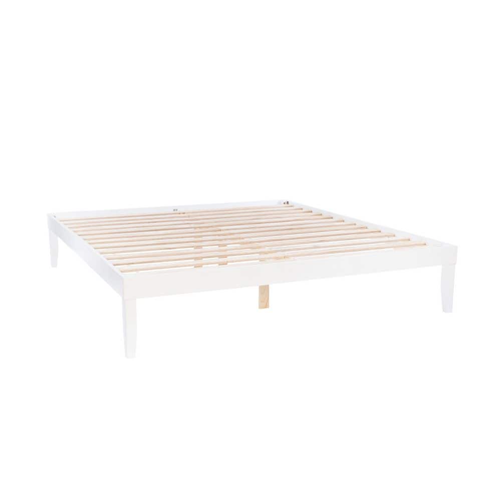 Pheba White Wood Frame King Platform Bed