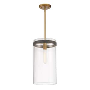 Reflecta 60-Watt 1-Light Old Satin Brass Pendant with Clear Glass Shade