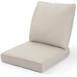 24 x 24 Outdoor Sunbrella Seat Cushion, Waterproof and Fade Resistant Chair Cushions with Removable Cover in Beige
