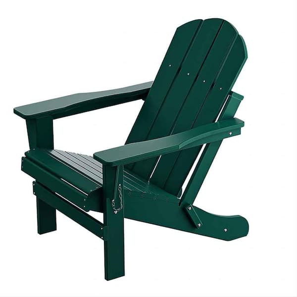 Unbranded Dark Green HDPE Outdoor Folding Patio Adirondack Chair Relaxing Stackable Arm Rest Ergonomic chair.