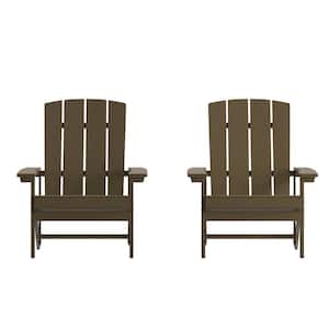 Brown Faux Wood Resin Adirondack Chair (Set of 2)