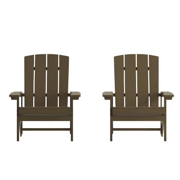 Carnegy Avenue Brown Faux Wood Resin Adirondack Chair (Set of 2)