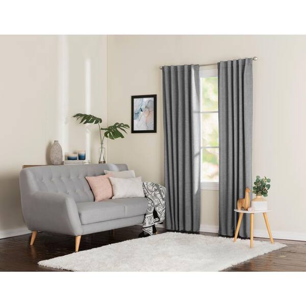 Natco Wakefeild 42 in. W x 95 in. L Polyester Blackout Window Panel in Grey