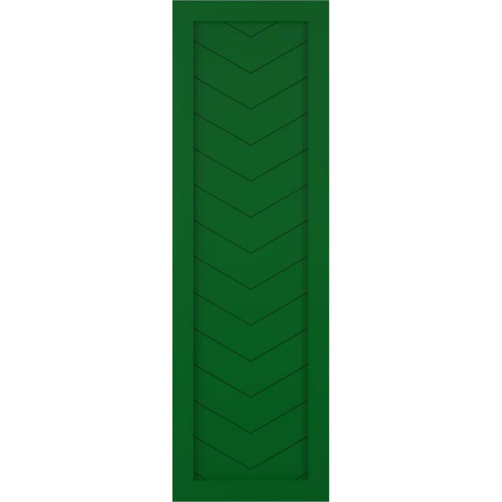 12 in. x 51 in. PVC Single Panel Chevron Modern Style Fixed Mount Board and Batten Shutters Pair in Viridian Green price history on PriceWatchPro