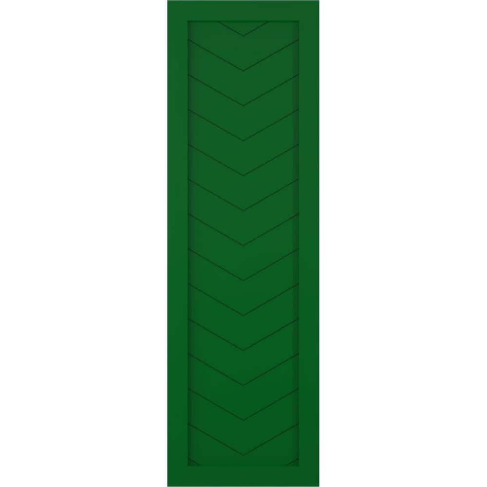 12 in. x 65 in. PVC Single Panel Chevron Modern Style Fixed Mount Board and Batten Shutters in Viridian Green price history on PriceWatchPro