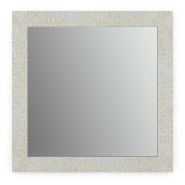 Delta 33 in. W x 33 in. H (L2) Framed Square Standard Glass Bathroom Vanity Mirror in Stone Mosaic