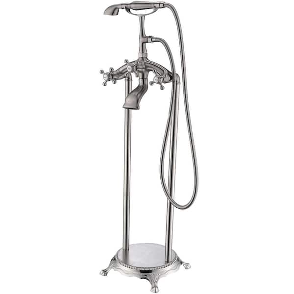 ANZZI Tugela 3-Handle Claw Foot Tub Faucet with Hand Shower in Brushed Nickel