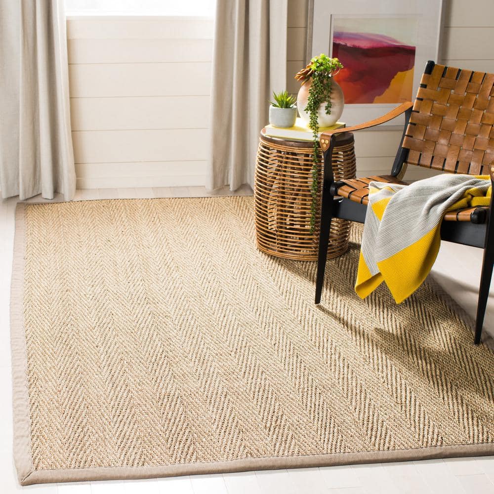 Natural Fiber Gray and Beige Seagrass Area Rug 2' x 3'