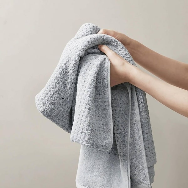 Madison Park Spa Waffle 6-Piece Blue Cotton Jacquard Antimicrobial