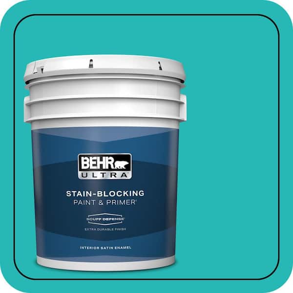BEHR ULTRA 5 gal. #MQ4-21 Caicos Turquoise Extra Durable Satin Enamel Interior Paint & Primer