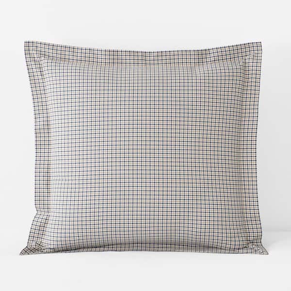 The Company Store Company Cotton Mini Check Yarn-Dyed White Multi Cotton Percale Euro Sham