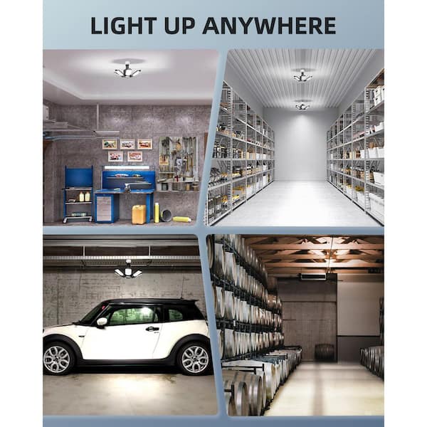 1 ft. 60-Watt Black LED Shop Light with 6 Adjustable Rotatable Panels for Garage, Basement and Workshop