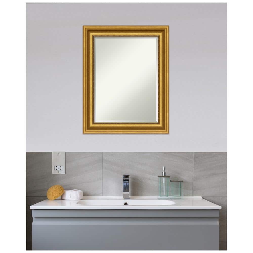 Parlor Gold Rectangular Beveled Bathroom Vanity Mirror