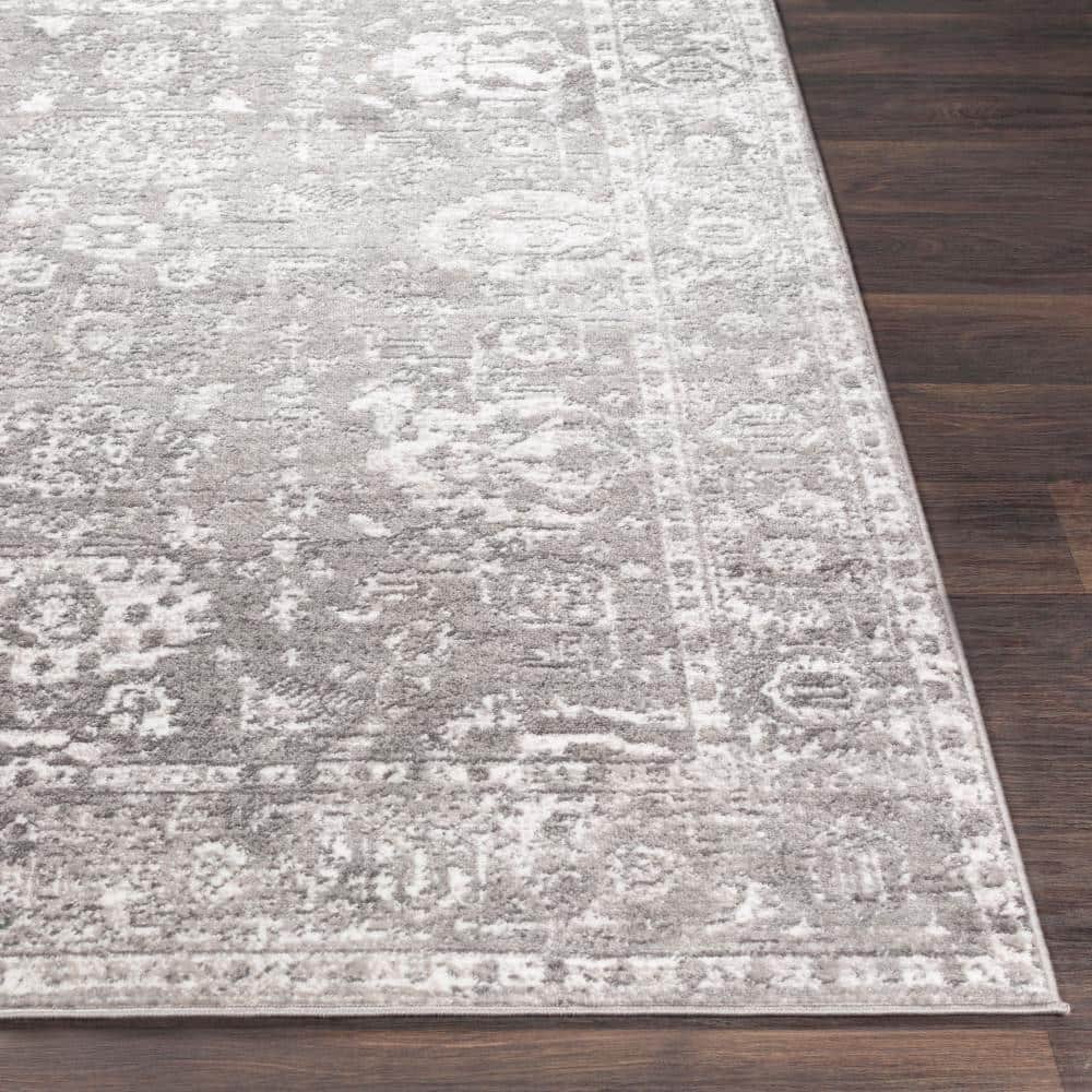 Gray Rectangular Handmade Synthetic Area Rug, 5' x 7'
