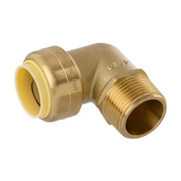 3/4 in. Push-Fit x 3/4 in. NPT Male Pipe Thread Brass 90-Degree Elbow Fitting