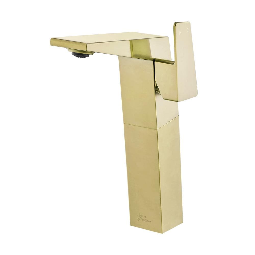 Carré Brushed Gold Single-Handle High Arc Bathroom Faucet