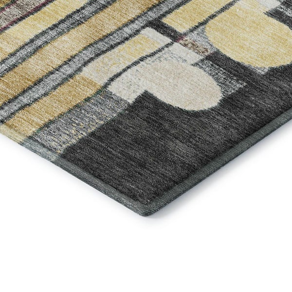Mayfield Premium Machine Washable Abstract AMF2189 Black 3 ft. x 4 ft. Area Rug