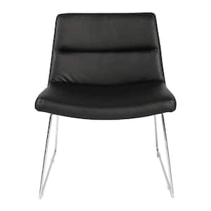 Black Faux Leather with Chrome Sled Base Thompson Chair