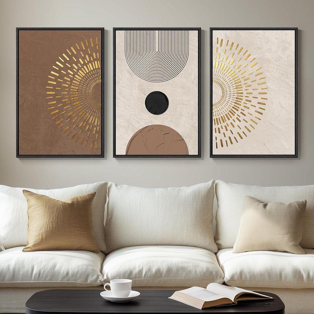 3 Piece Framed Boho Neutral Abstract Wall Art Poster 24 in. x 16 in ...