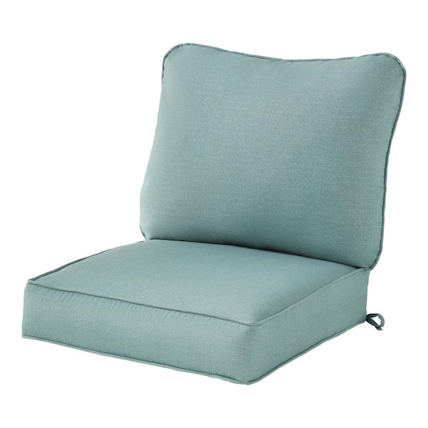 Greendale Home Fashions 24 in. x 24 in. 2-Piece Deep Seating Outdoor Lounge Chair Cushion Set in Seaglass