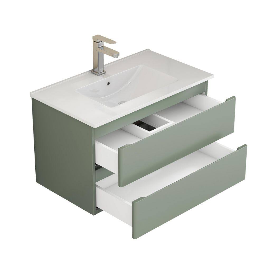 32 in. Single Sink Floating Green Bath Vanity with White Ceramic Top price history on PriceWatchPro