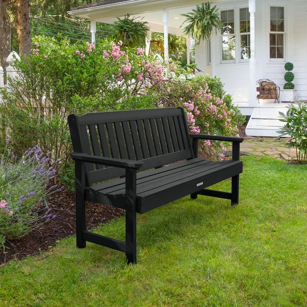 Highwood Lehigh 5 ft. 2-Person Black Recycled Plastic Outdoor