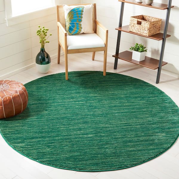 Vision Dark Green 4 ft. x 4 ft. Solid Marle Round Area Rug